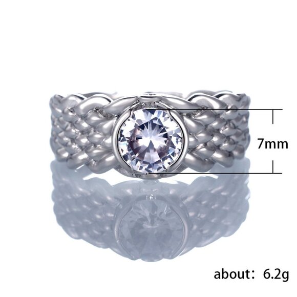 💎Refine Dainty Weave Anillos Round Zircon Rings for Women, MARR9162 - Picture 5 of 5